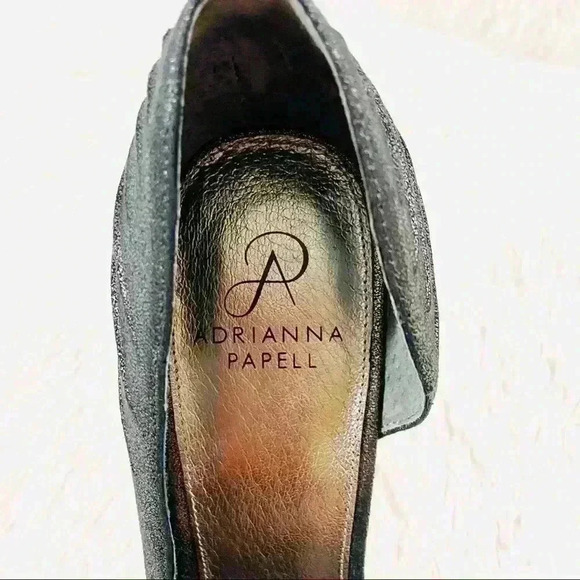 Adrianna Papell Gun Metal D’orsay Peep Toe Pumps 1950’s Pinup Heels Size 10M - Picture 7 of 12